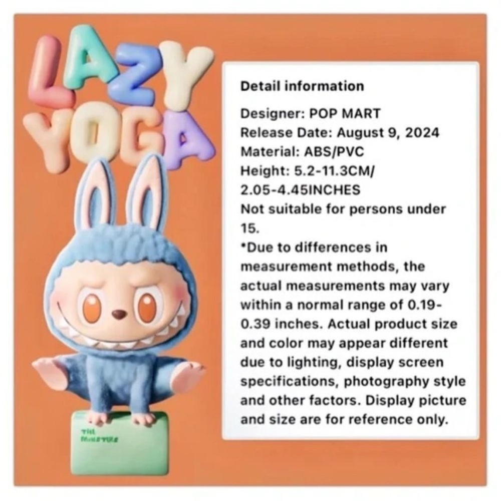 Pop Mart The Monsters Lazy Yoga Action Figure NWT Labubu - Picture 15 of 16
